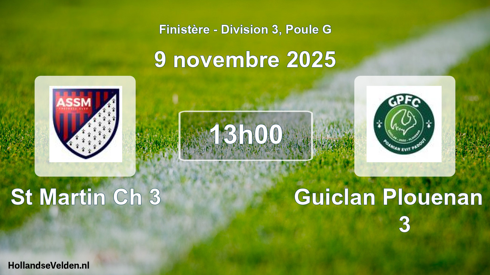 Scheduled Match: St Martin Ch 3 - Guiclan Plouenan Fc 3 (9 November 2025)