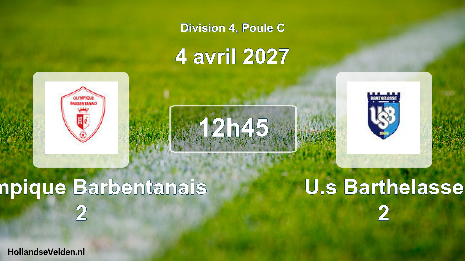 Match programmé: Olympique Barbentanais 2 - U.s Barthelasse 2 (4 avril 2027)
