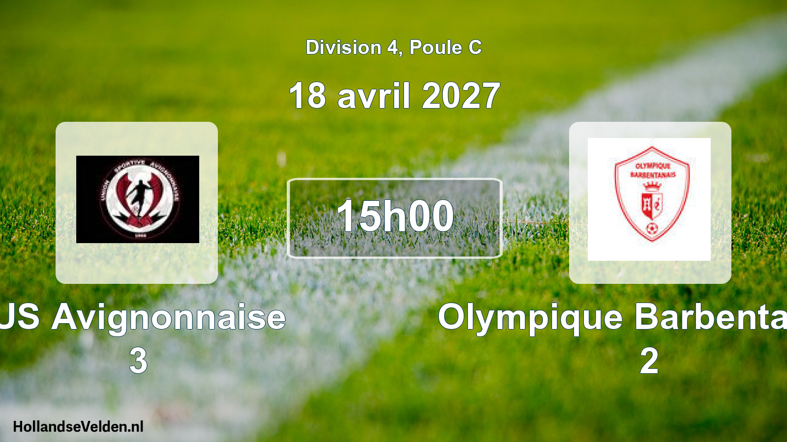 Geplande wedstrijd: US Avignonnaise 3 - Olympique Barbentanais 2 (18 april 2027)