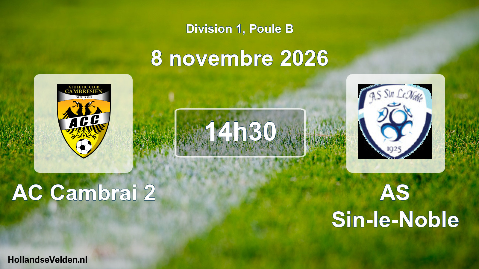 Match programmé: AC Cambrai 2 - AS Sin-le-Noble (8 novembre 2026)