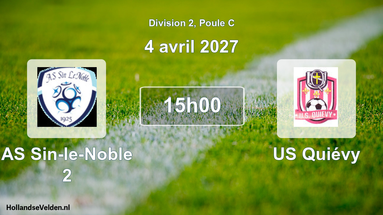 Match programmé: AS Sin-le-Noble 2 - US Quiévy (4 avril 2027)