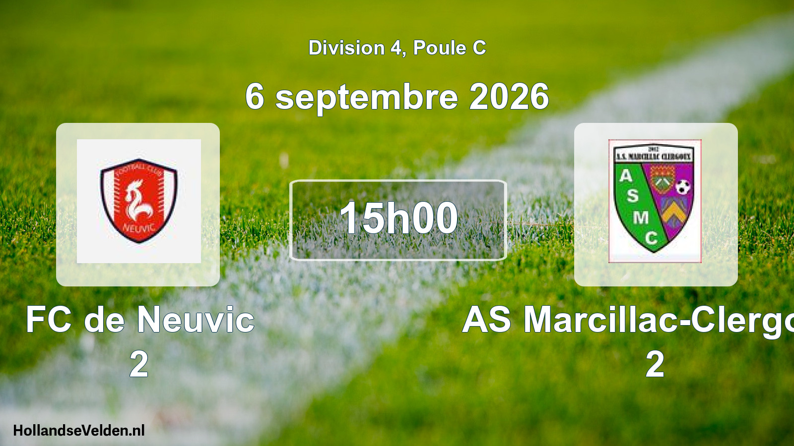 Match programmé: FC de Neuvic 2 - AS Marcillac-Clergoux 2 (6 septembre 2026)