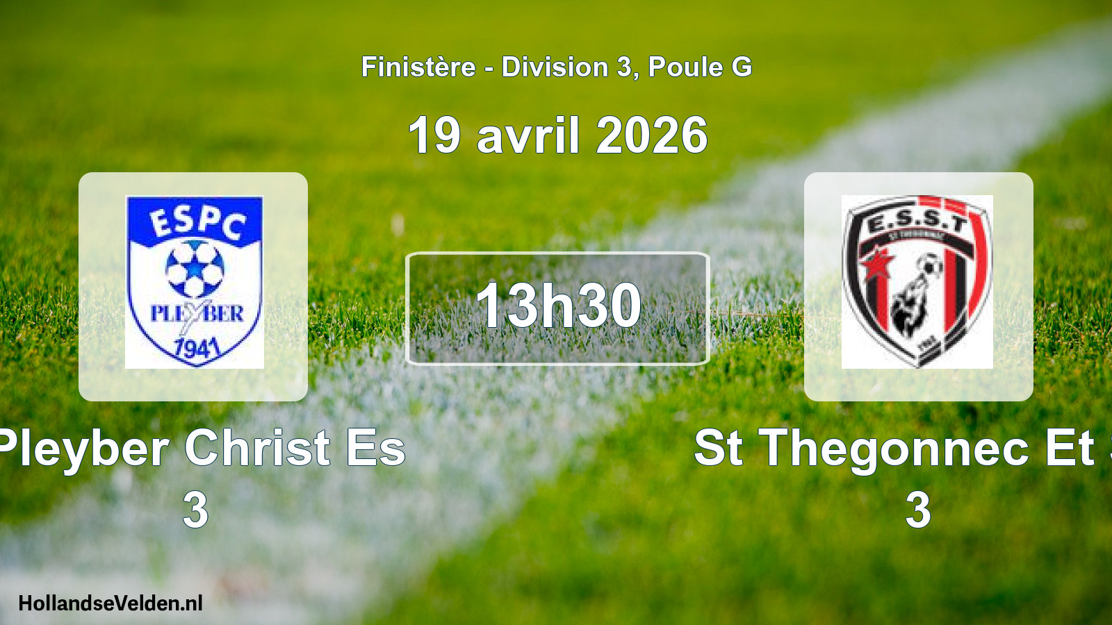 Geplande wedstrijd: Pleyber Christ Es 3 - St Thegonnec Et S 3 (19 avril 2026)