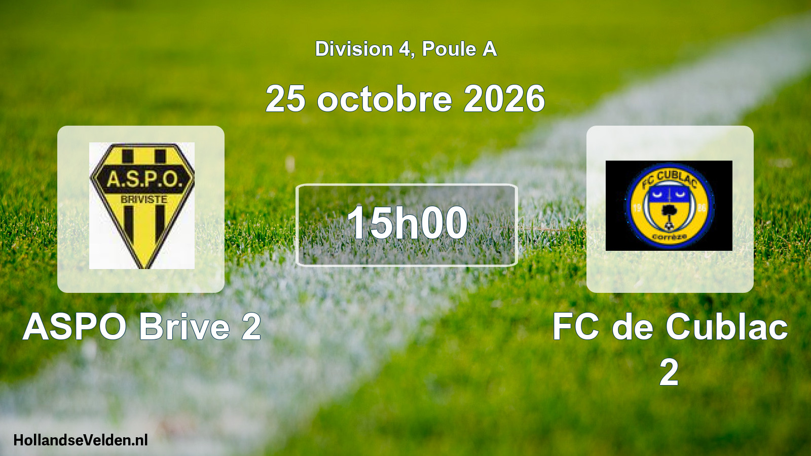 Scheduled Match: ASPO Brive 2 - FC de Cublac 2 (25 October 2026)