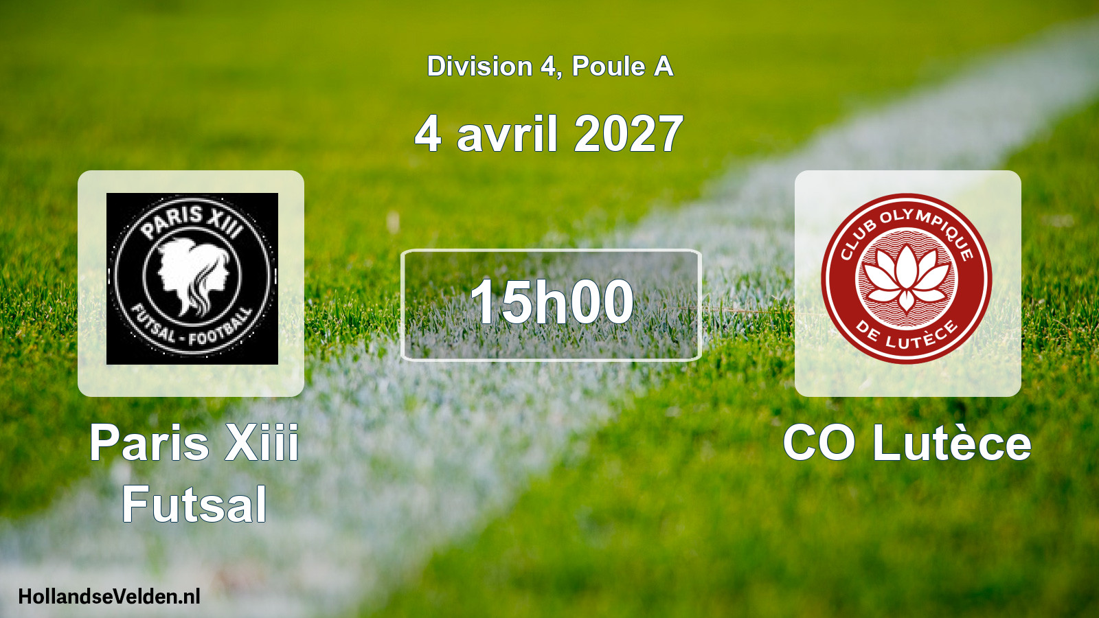 Match programmé: Paris Xiii Futsal - CO Lutèce (4 avril 2027)