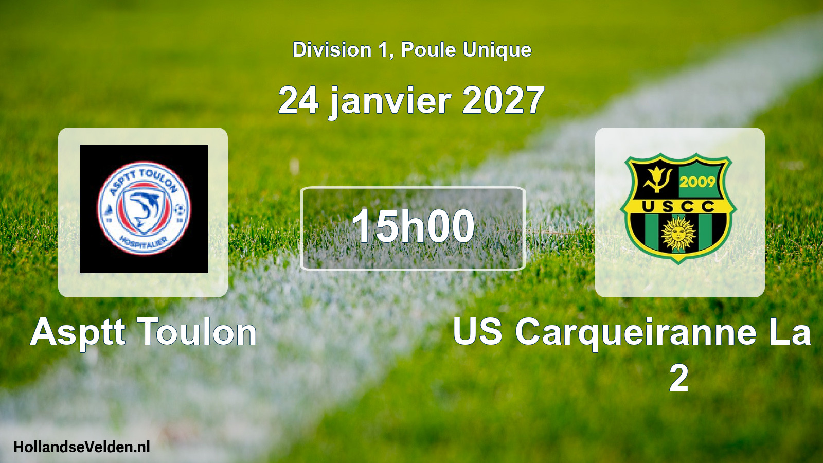 Match programmé: Asptt Toulon - US Carqueiranne La Crau 2 (24 janvier 2027)