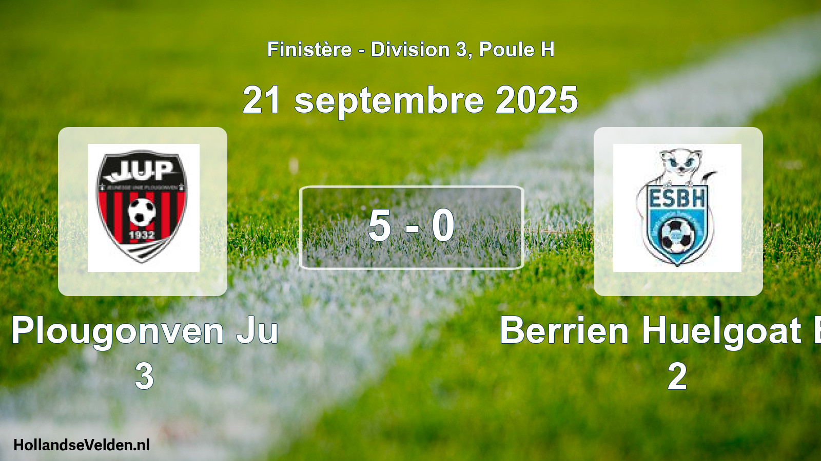 Gespeelde wedstrijd: Plougonven Ju 3 - Berrien Huelgoat Es 2 5 - 0 (21 september 2025)