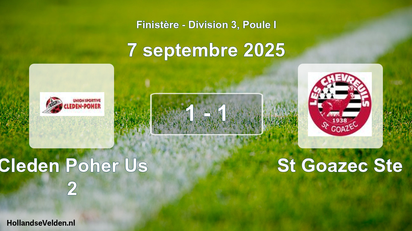 Gespeelde wedstrijd: Cleden Poher Us 2 - St Goazec Ste 1 - 1 (7 septembre 2025)