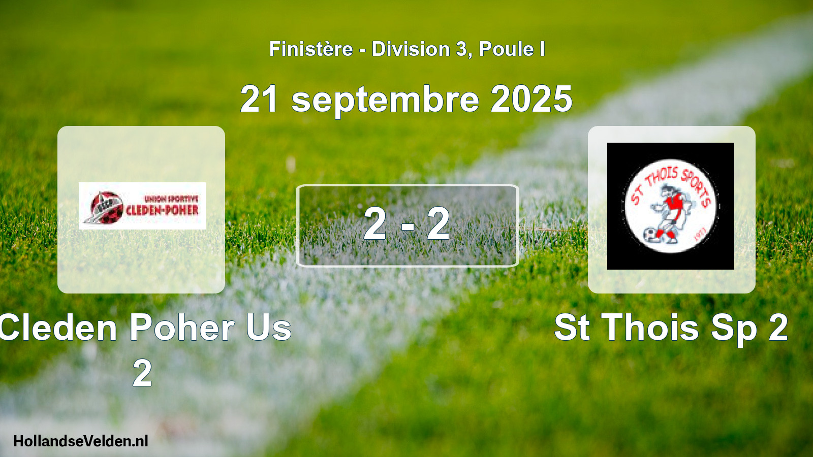 Gespeelde wedstrijd: Cleden Poher Us 2 - St Thois Sp 2 2 - 2 (21 septembre 2025)