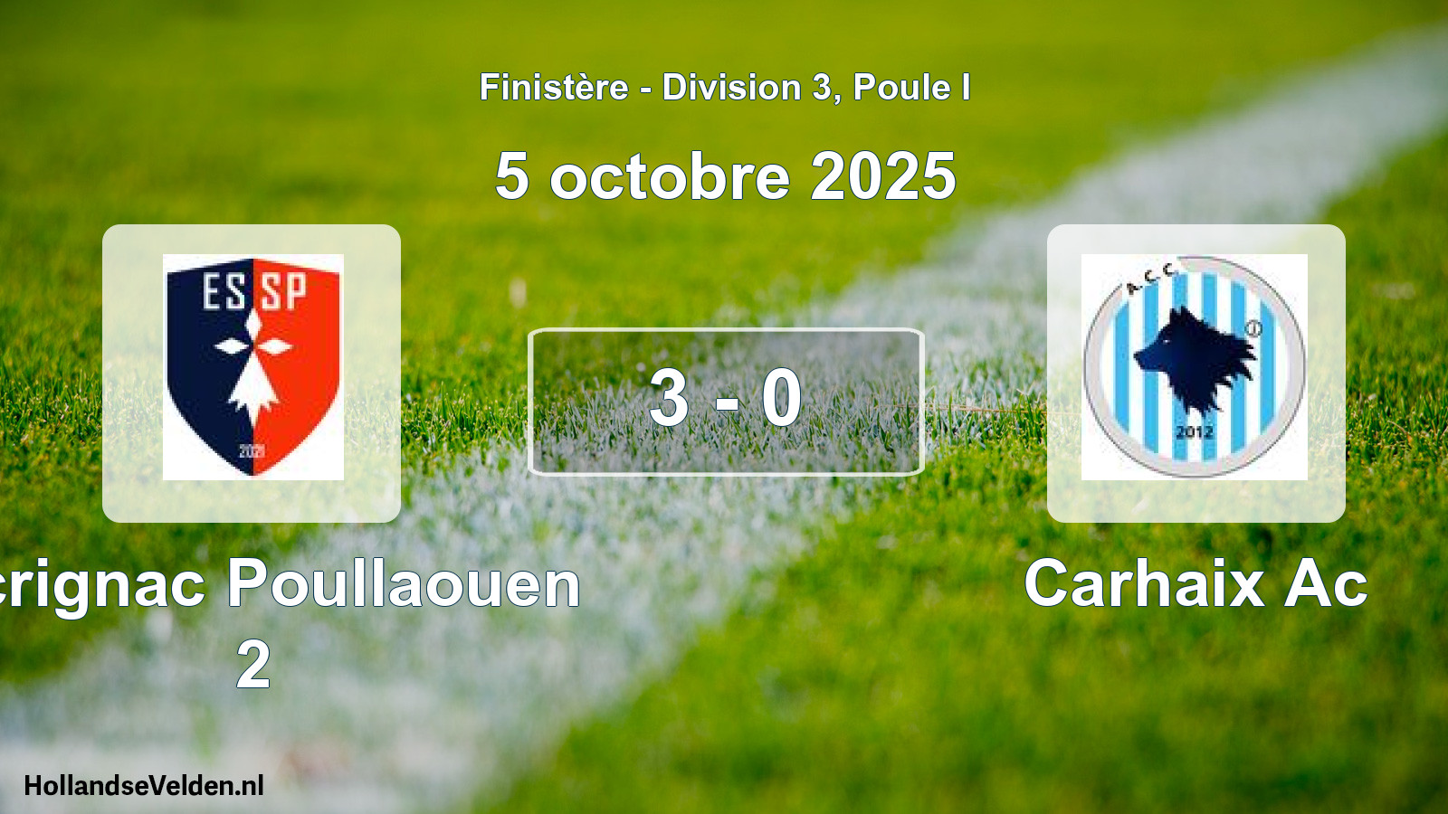 Gespeelde wedstrijd: Scrignac Poullaouen 2 - Carhaix Ac 3 - 0 (5 octobre 2025)