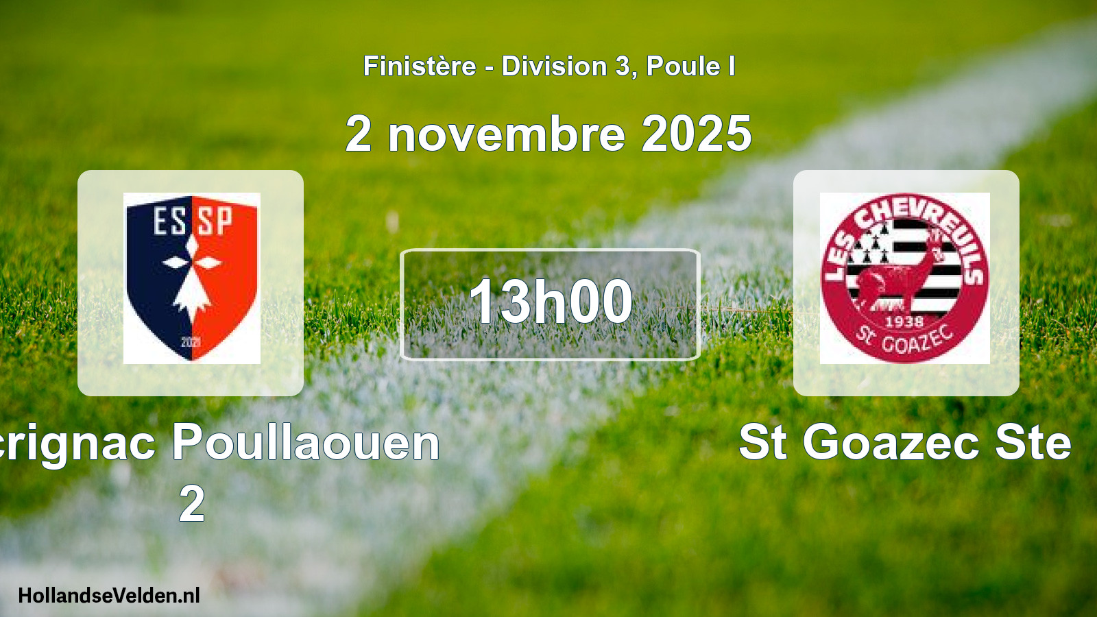 Geplande wedstrijd: Scrignac Poullaouen 2 - St Goazec Ste (2 novembre 2025)
