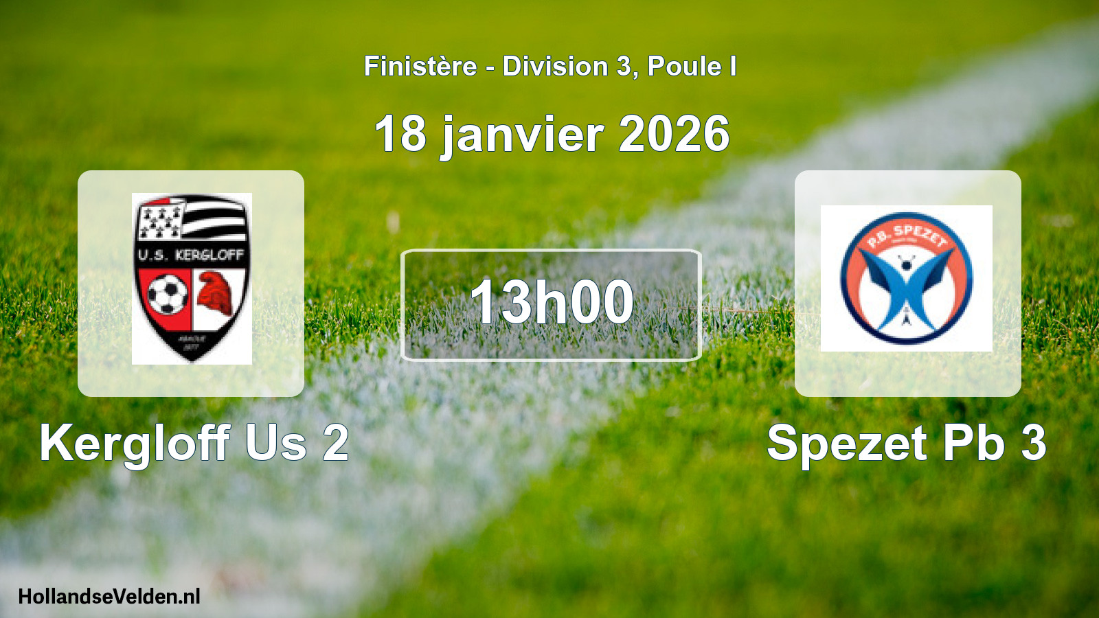 Scheduled Match: Kergloff Us 2 - Spezet Pb 3 (18 January 2026)