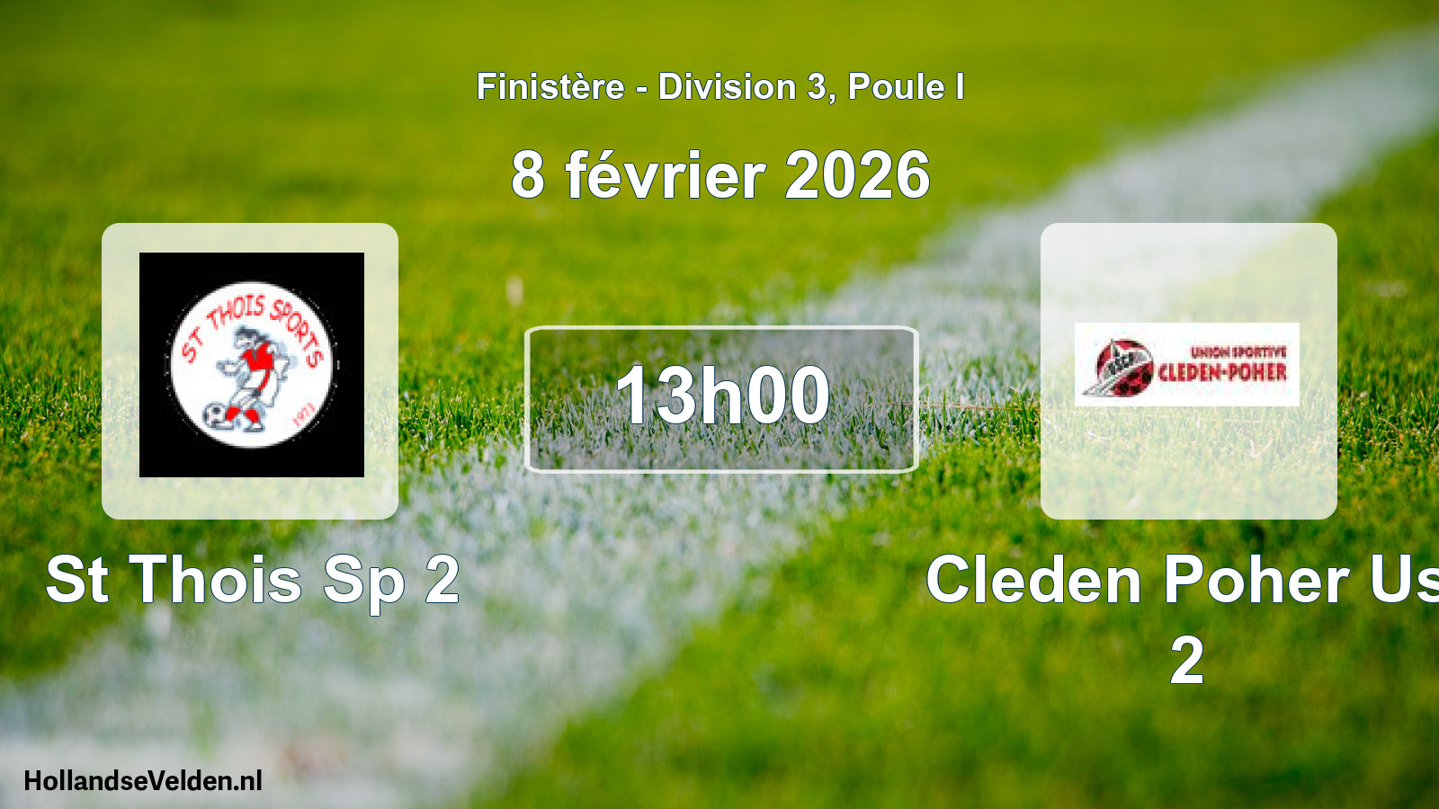 Geplande wedstrijd: St Thois Sp 2 - Cleden Poher Us 2 (8 februari 2026)