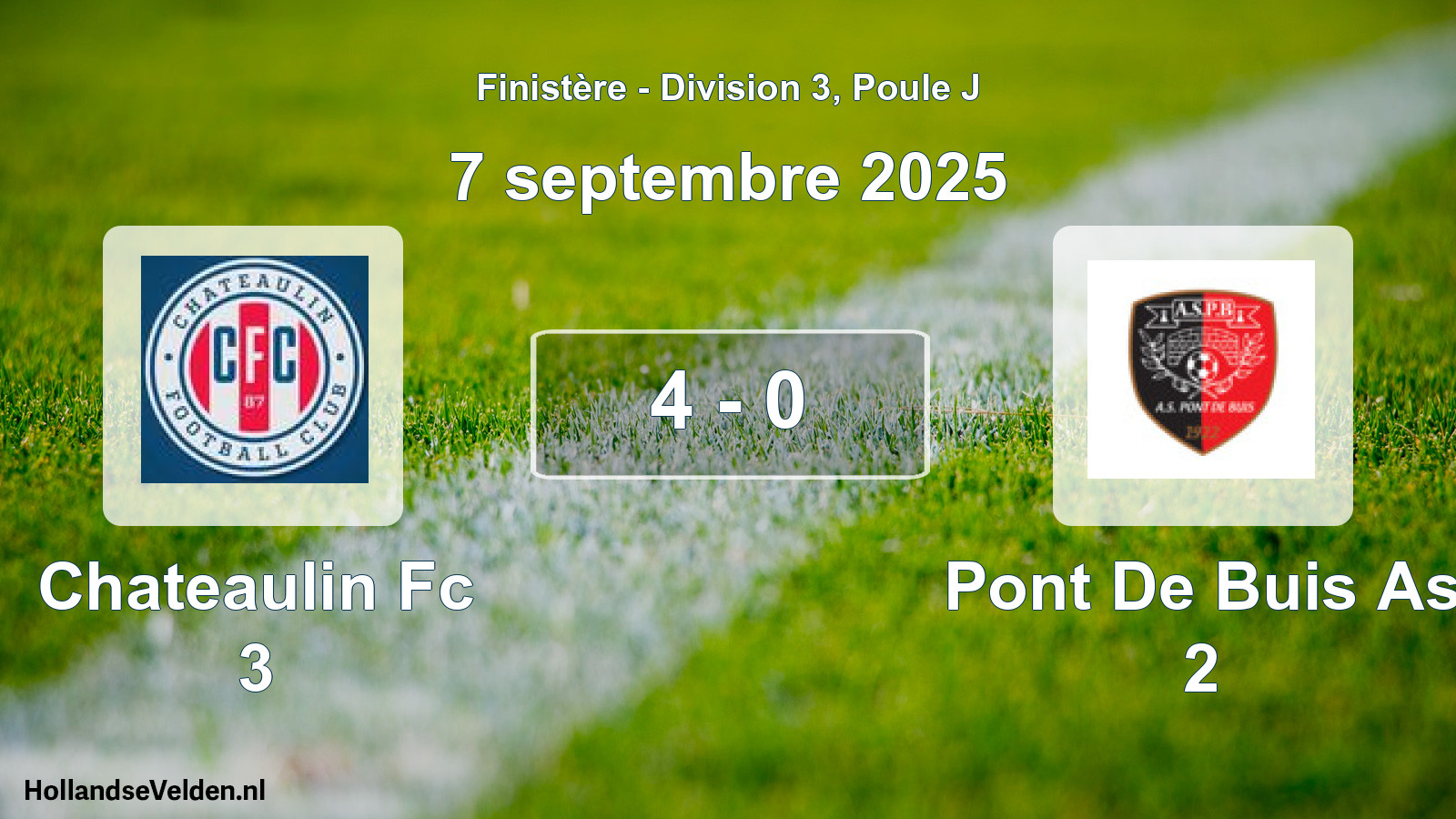 Total number of matches played: Chateaulin Fc 3 - Pont De Buis As 2 4 - 0 (7 September 2025)