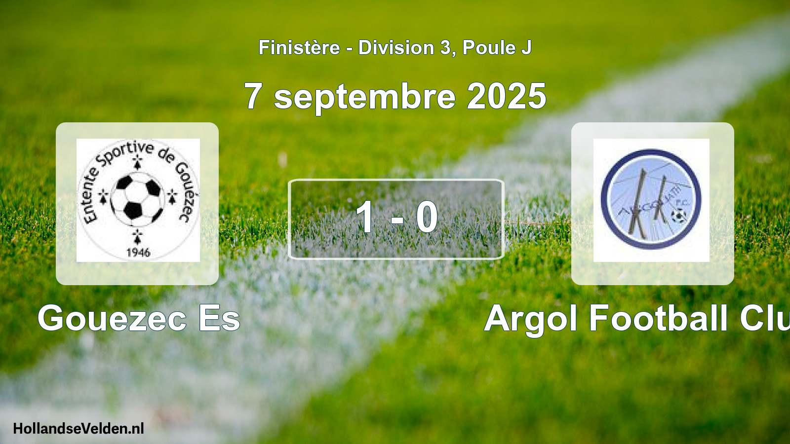 Gespeelde wedstrijd: Gouezec Es - Argol Football Club 1 - 0 (7 septembre 2025)