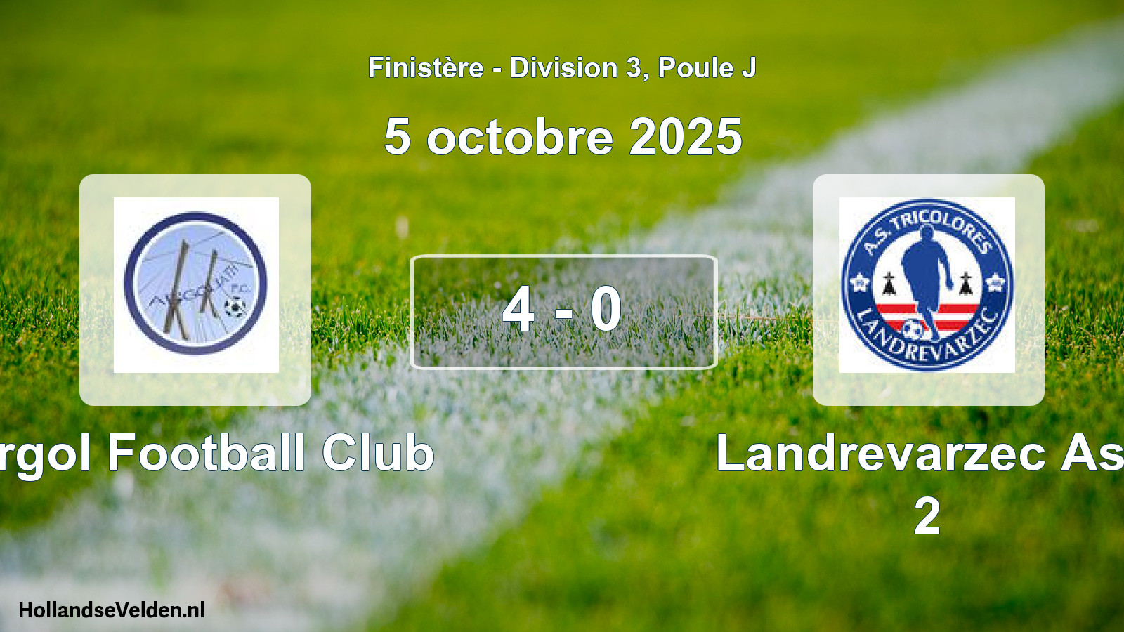 Gespeelde wedstrijd: Argol Football Club - Landrevarzec Ast 2 4 - 0 (5 octobre 2025)