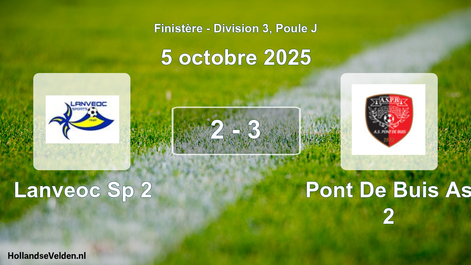 Gespeelde wedstrijd: Lanveoc Sp 2 - Pont De Buis As 2 2 - 3 (5 oktober 2025)