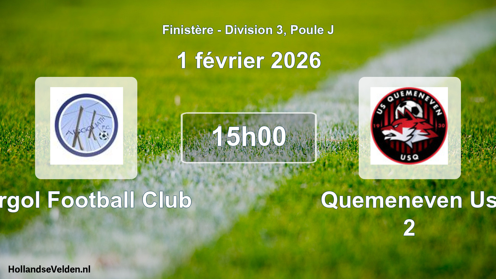 Geplande wedstrijd: Argol Football Club - Quemeneven Us 2 (1 februari 2026)