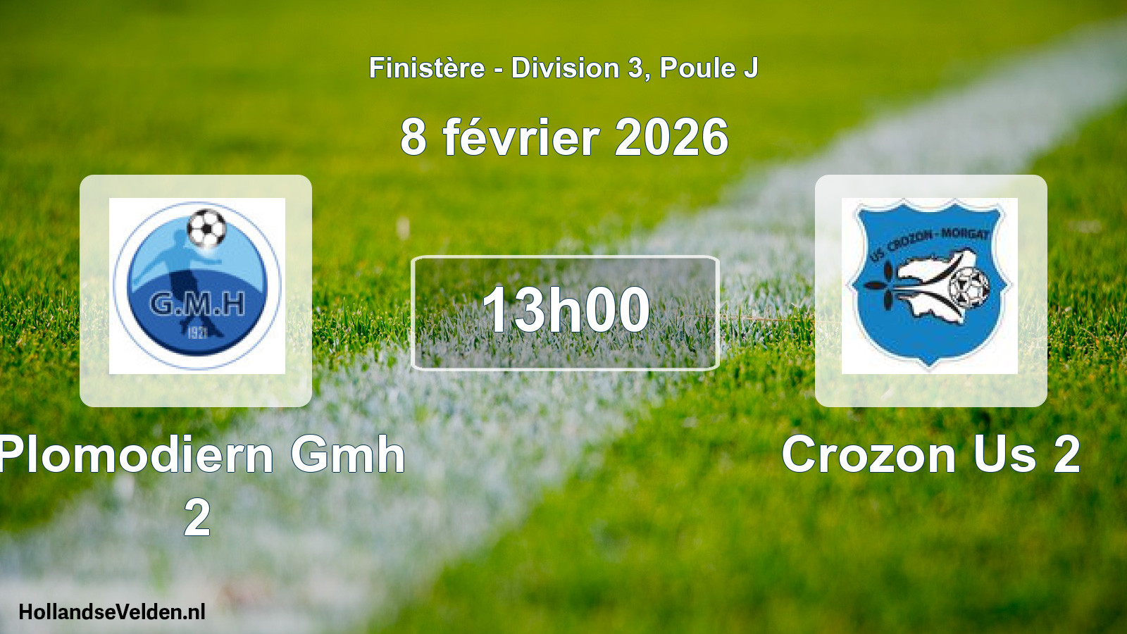 Geplande wedstrijd: Plomodiern Gmh 2 - Crozon Us 2 (8 februari 2026)