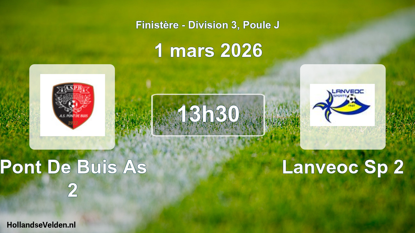 Geplande wedstrijd: Pont De Buis As 2 - Lanveoc Sp 2 (1 mars 2026)