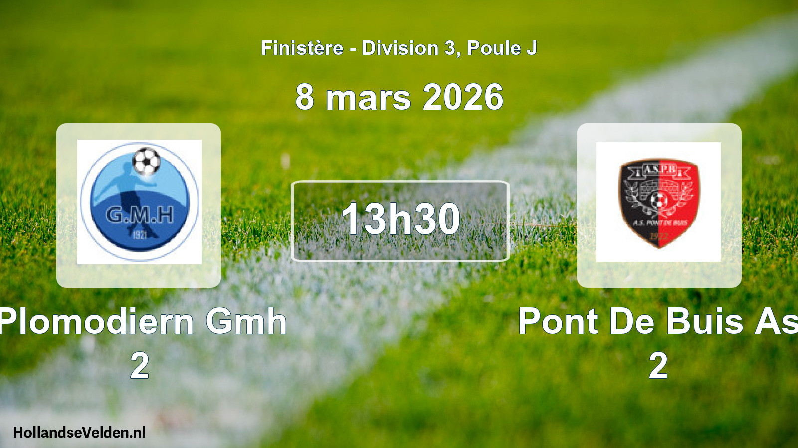 Geplande wedstrijd: Plomodiern Gmh 2 - Pont De Buis As 2 (8 mars 2026)