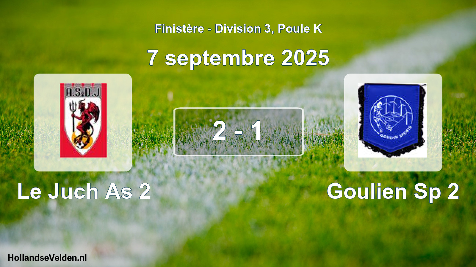 Gespeelde wedstrijd: Le Juch As 2 - Goulien Sp 2 2 - 1 (7 septembre 2025)