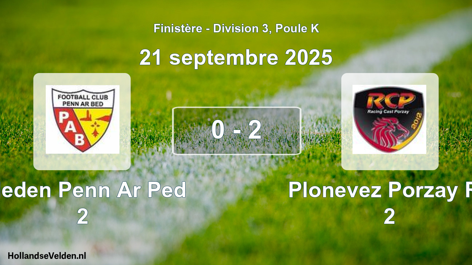 Gespeelde wedstrijd: Cleden Penn Ar Ped 2 - Plonevez Porzay Rc 2 0 - 2 (21 september 2025)