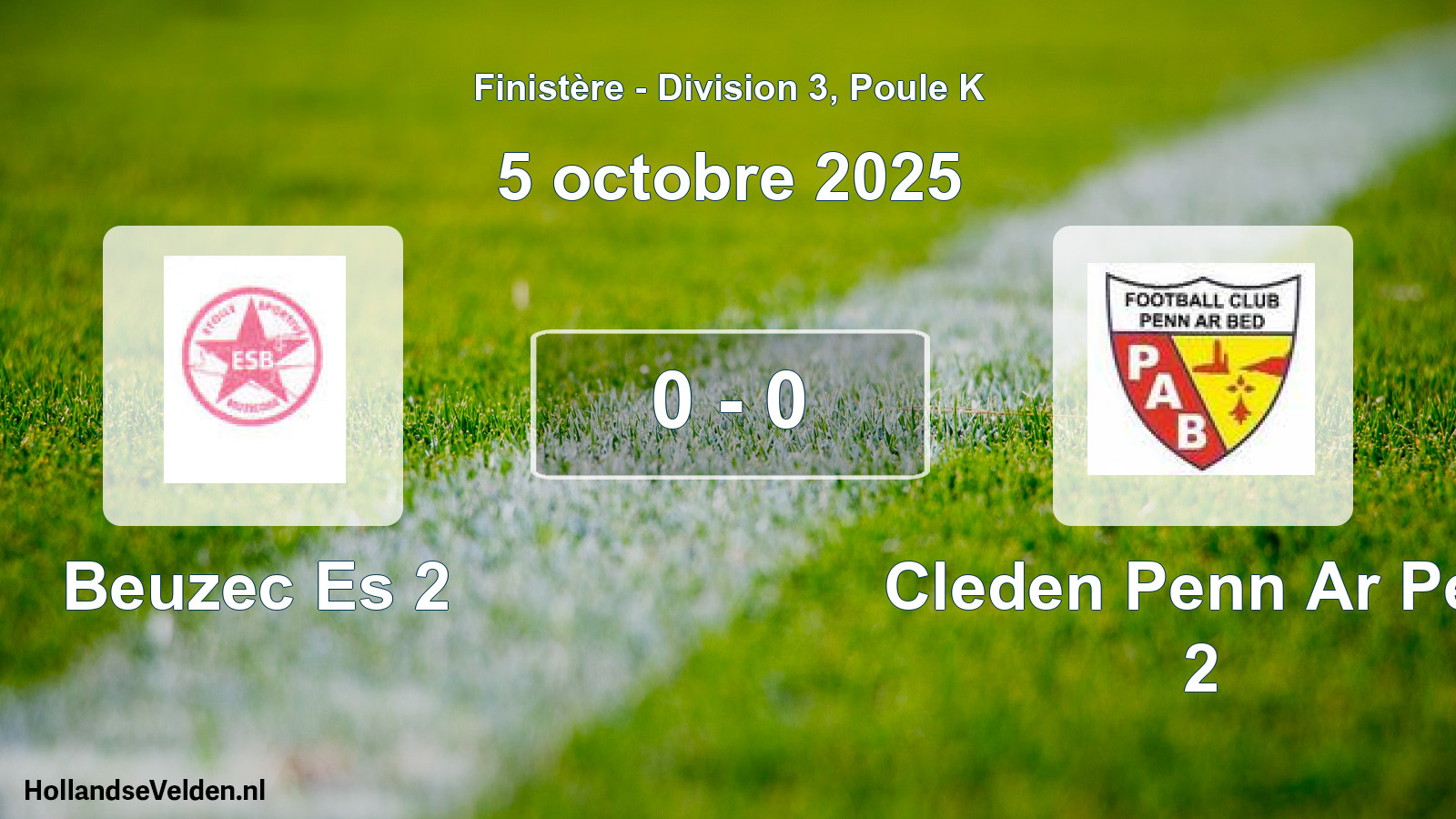 Total number of matches played: Beuzec Es 2 - Cleden Penn Ar Ped 2 0 - 0 (5 October 2025)