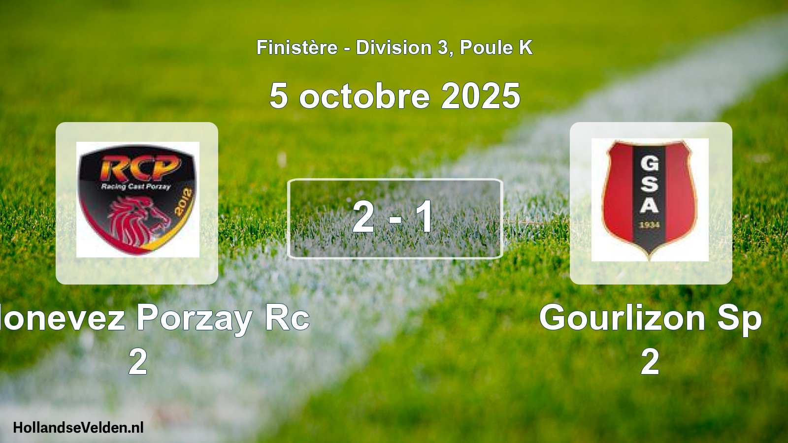 Gespeelde wedstrijd: Plonevez Porzay Rc 2 - Gourlizon Sp 2 2 - 1 (5 oktober 2025)