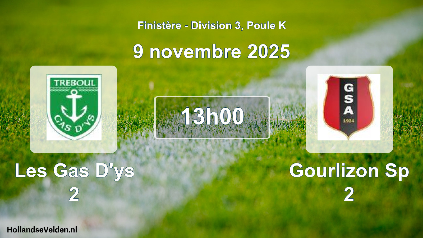 Scheduled Match: Les Gas D'ys 2 - Gourlizon Sp 2 (9 November 2025)