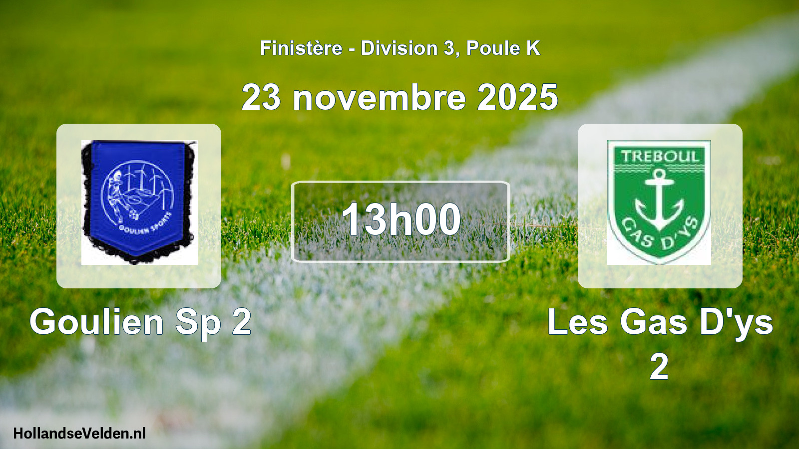 Geplande wedstrijd: Goulien Sp 2 - Les Gas D'ys 2 (23 novembre 2025)