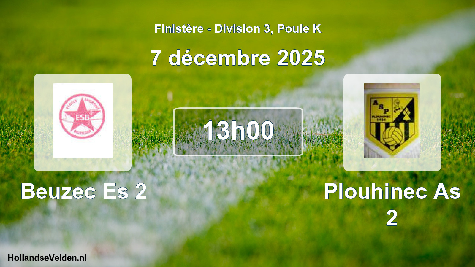 Geplande wedstrijd: Beuzec Es 2 - Plouhinec As 2 (7 décembre 2025)