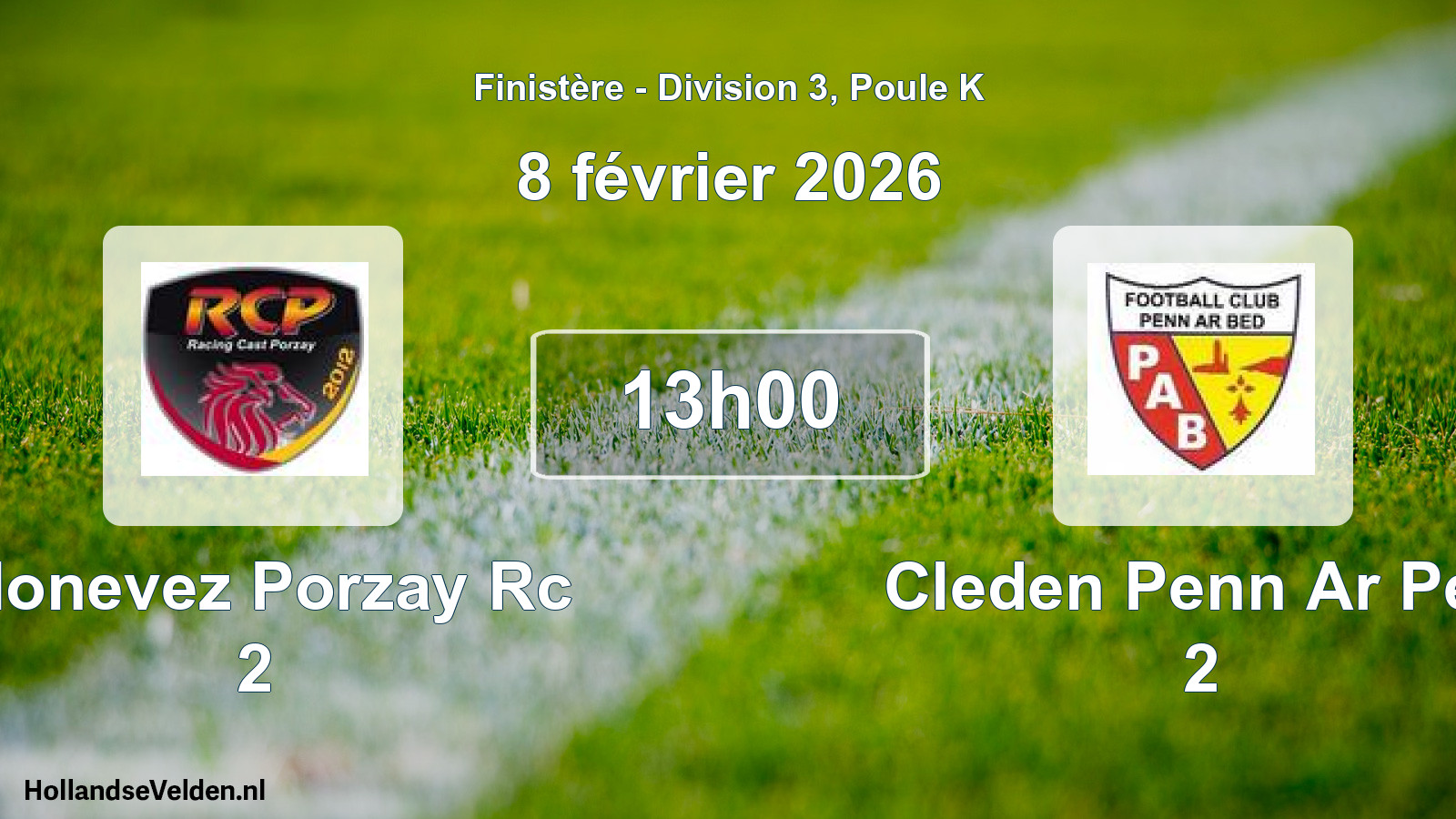 Scheduled Match: Plonevez Porzay Rc 2 - Cleden Penn Ar Ped 2 (8 February 2026)
