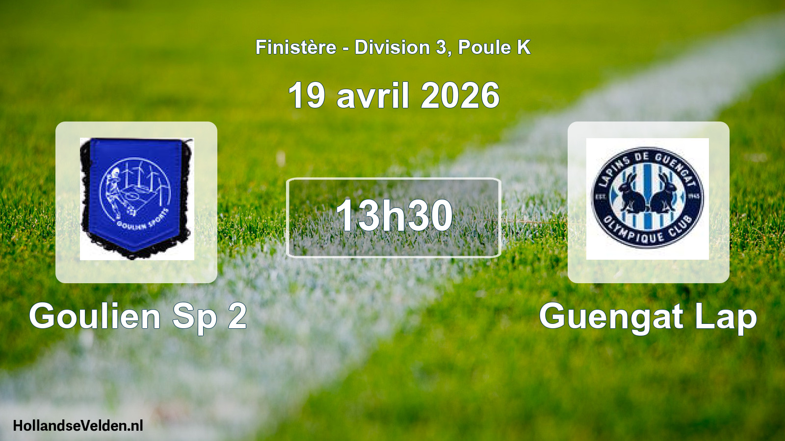 Geplande wedstrijd: Goulien Sp 2 - Guengat Lap (19 avril 2026)