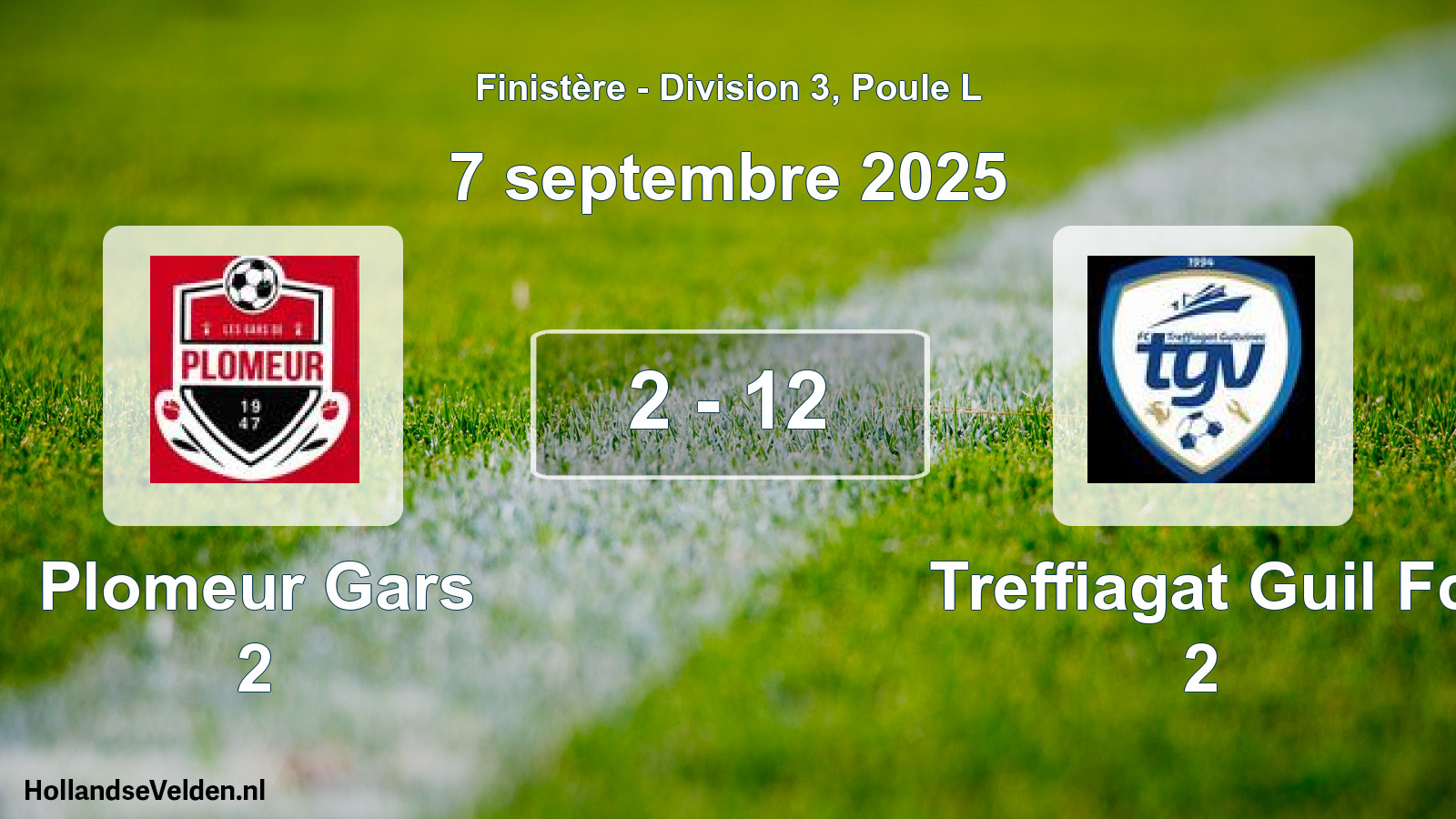 Gespeelde wedstrijd: Plomeur Gars 2 - Treffiagat Guil Fc 2 2 - 12 (7 september 2025)