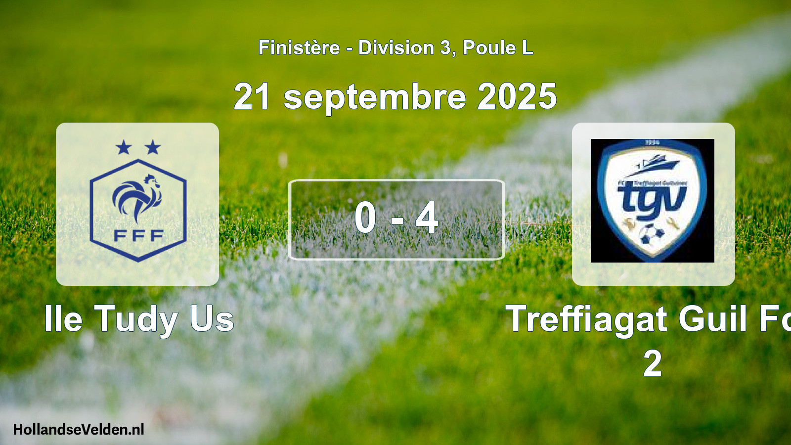 Gespeelde wedstrijd: Ile Tudy Us - Treffiagat Guil Fc 2 0 - 4 (21 septembre 2025)