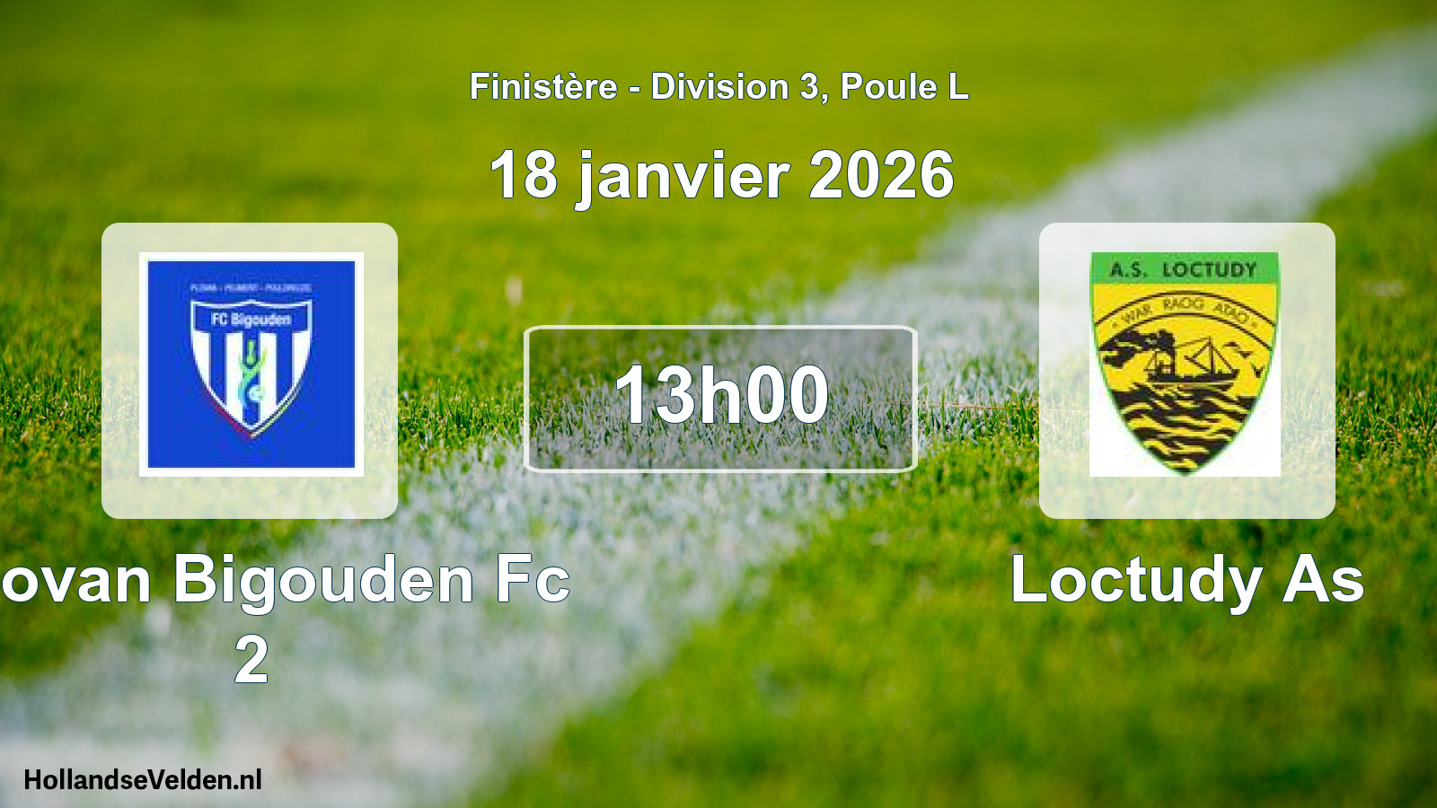 Geplande wedstrijd: Plovan Bigouden Fc 2 - Loctudy As (18 janvier 2026)