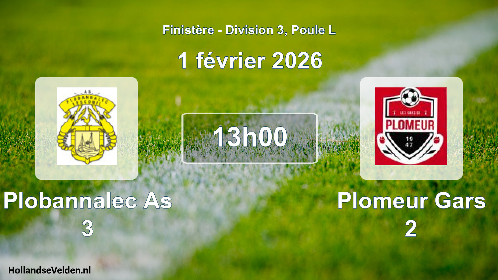 Geplande wedstrijd: Plobannalec As 3 - Plomeur Gars 2 (1 février 2026)