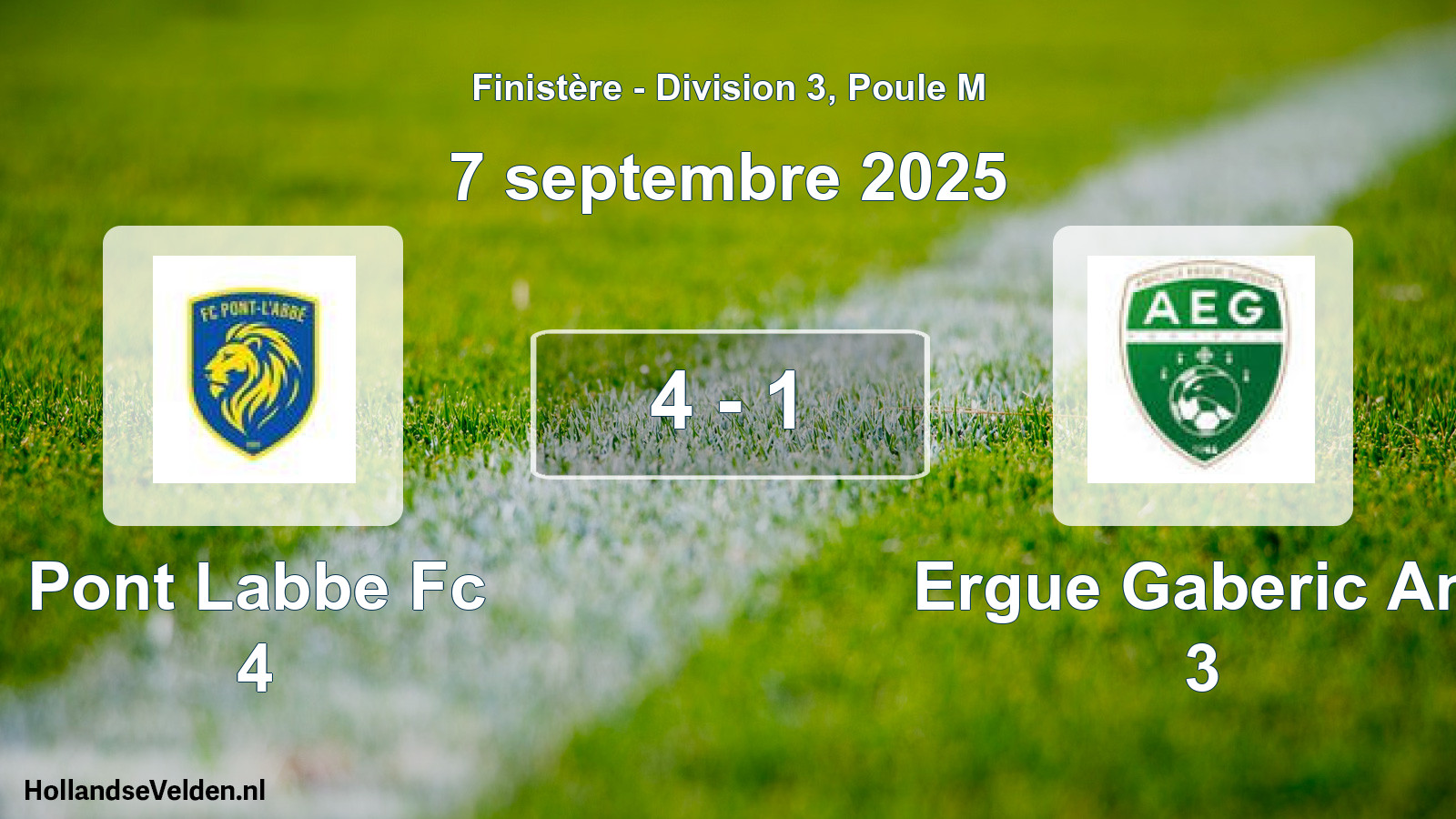 Gespeelde wedstrijd: Pont Labbe Fc 4 - Ergue Gaberic Am 3 4 - 1 (7 septembre 2025)