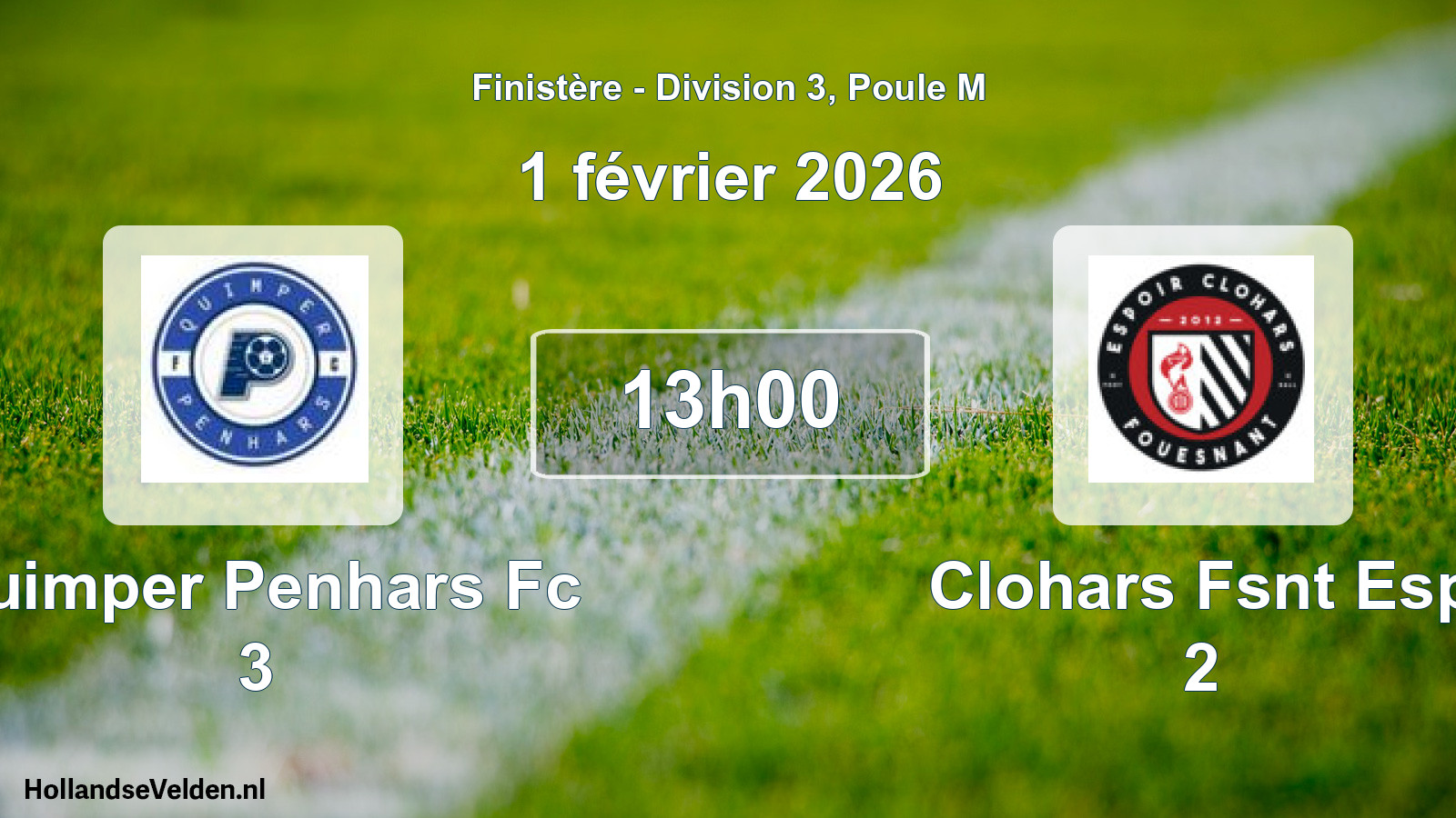 Geplande wedstrijd: Quimper Penhars Fc 3 - Clohars Fsnt Esp 2 (1 février 2026)