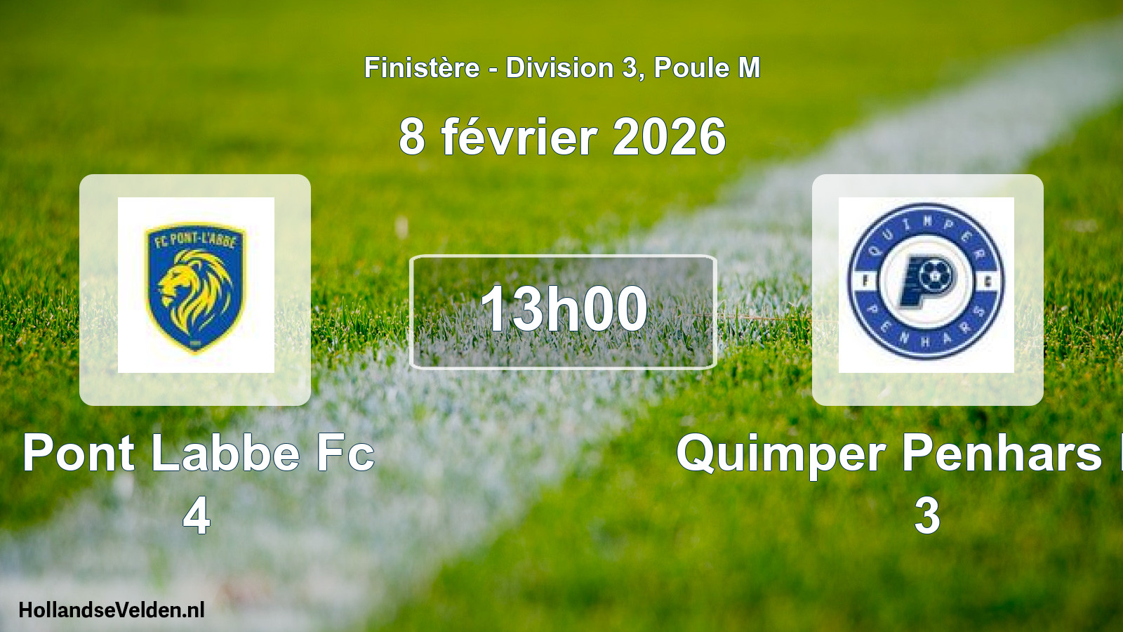 Scheduled Match: Pont Labbe Fc 4 - Quimper Penhars Fc 3 (8 February 2026)