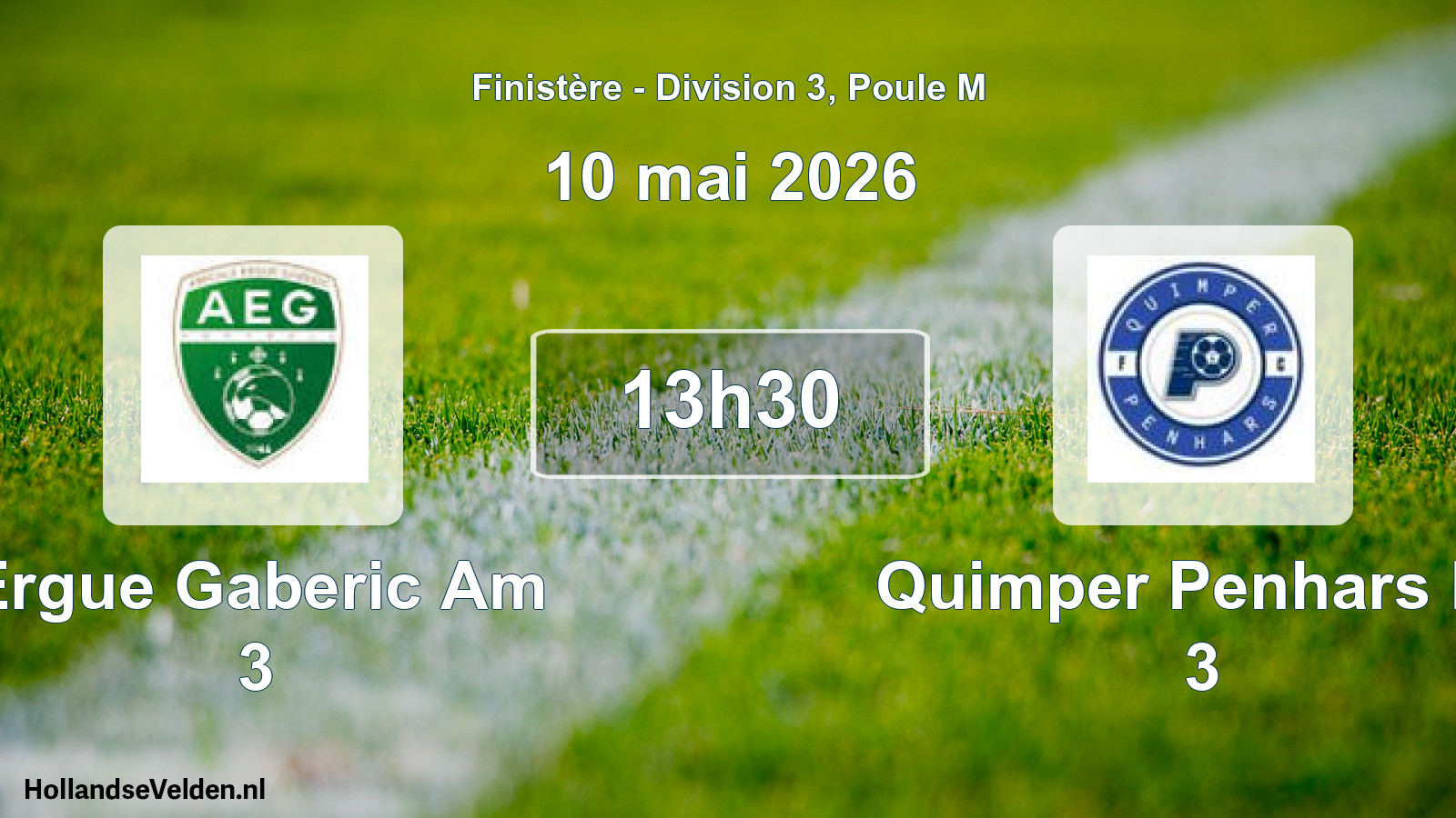 Geplande wedstrijd: Ergue Gaberic Am 3 - Quimper Penhars Fc 3 (10 mei 2026)