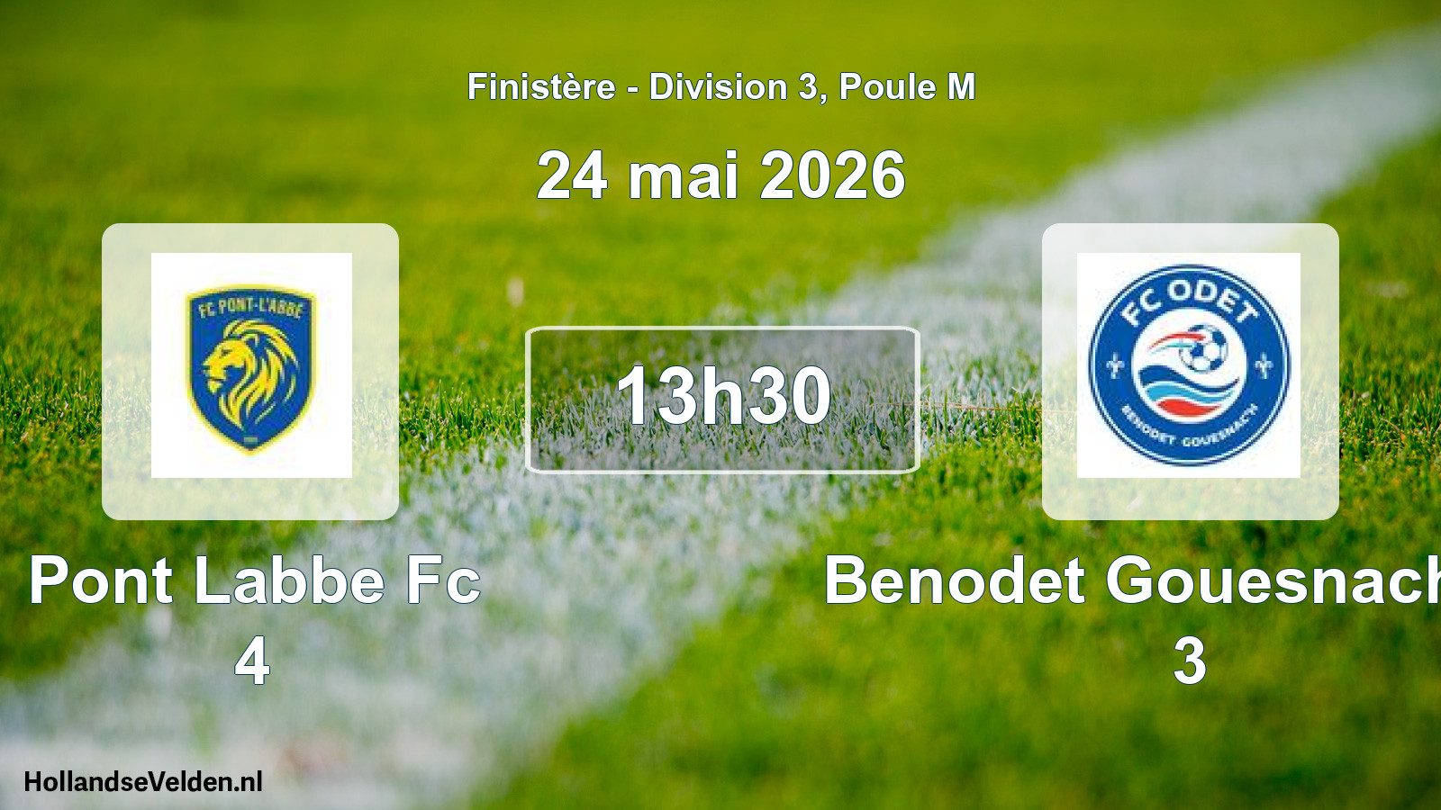 Geplande wedstrijd: Pont Labbe Fc 4 - Benodet Gouesnach Fc 3 (24 mai 2026)