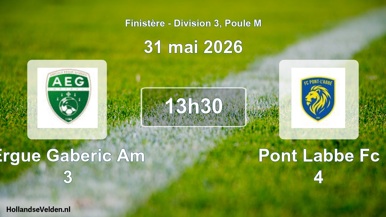 Geplande wedstrijd: Ergue Gaberic Am 3 - Pont Labbe Fc 4 (31 mai 2026)