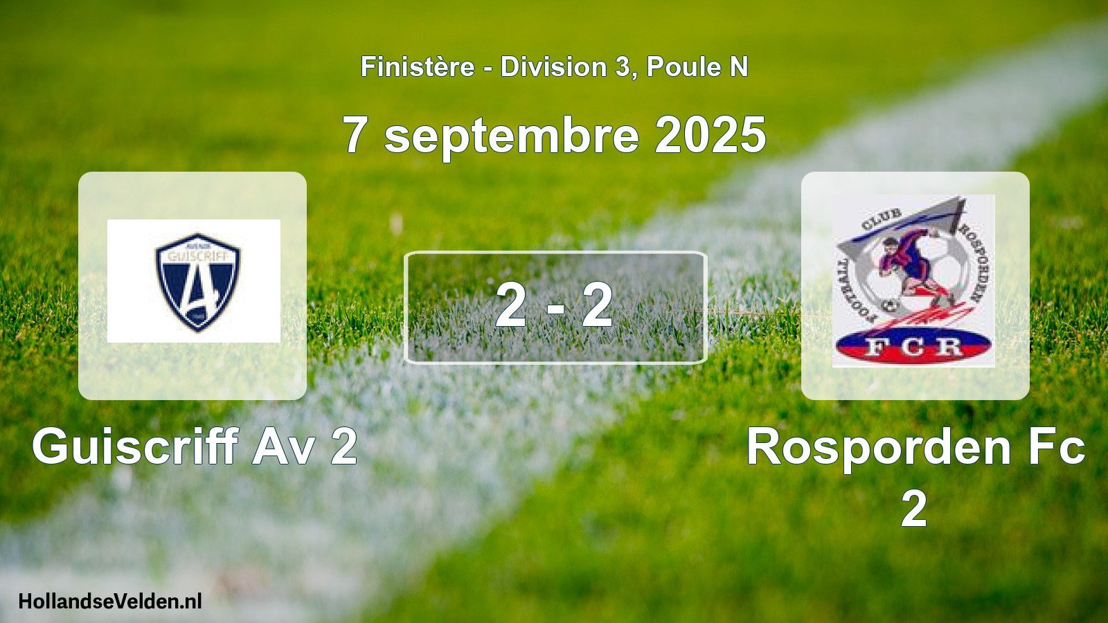 Total number of matches played: Guiscriff Av 2 - Rosporden Fc 2 2 - 2 (7 September 2025)