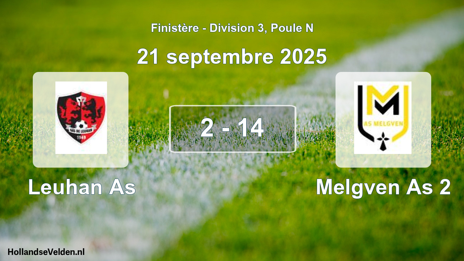 Gespeelde wedstrijd: Leuhan As - Melgven As 2 2 - 14 (21 september 2025)