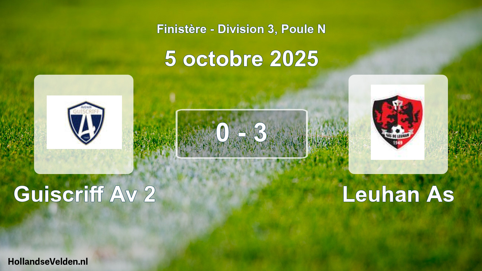 Gespeelde wedstrijd: Guiscriff Av 2 - Leuhan As 0 - 3 (5 octobre 2025)
