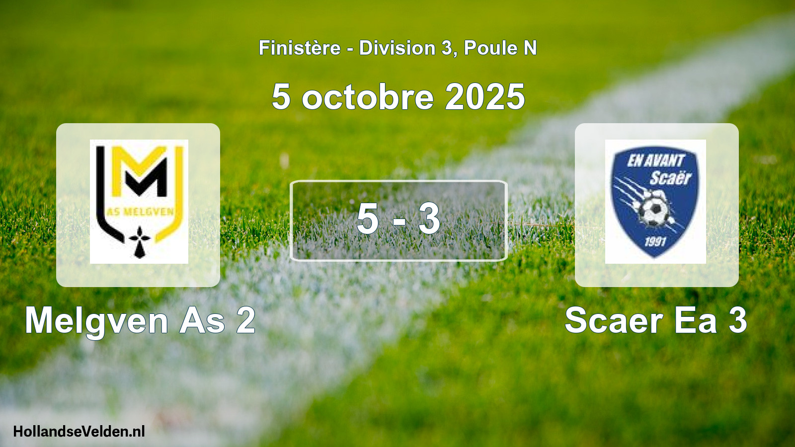 Gespeelde wedstrijd: Melgven As 2 - Scaer Ea 3 5 - 3 (5 octobre 2025)