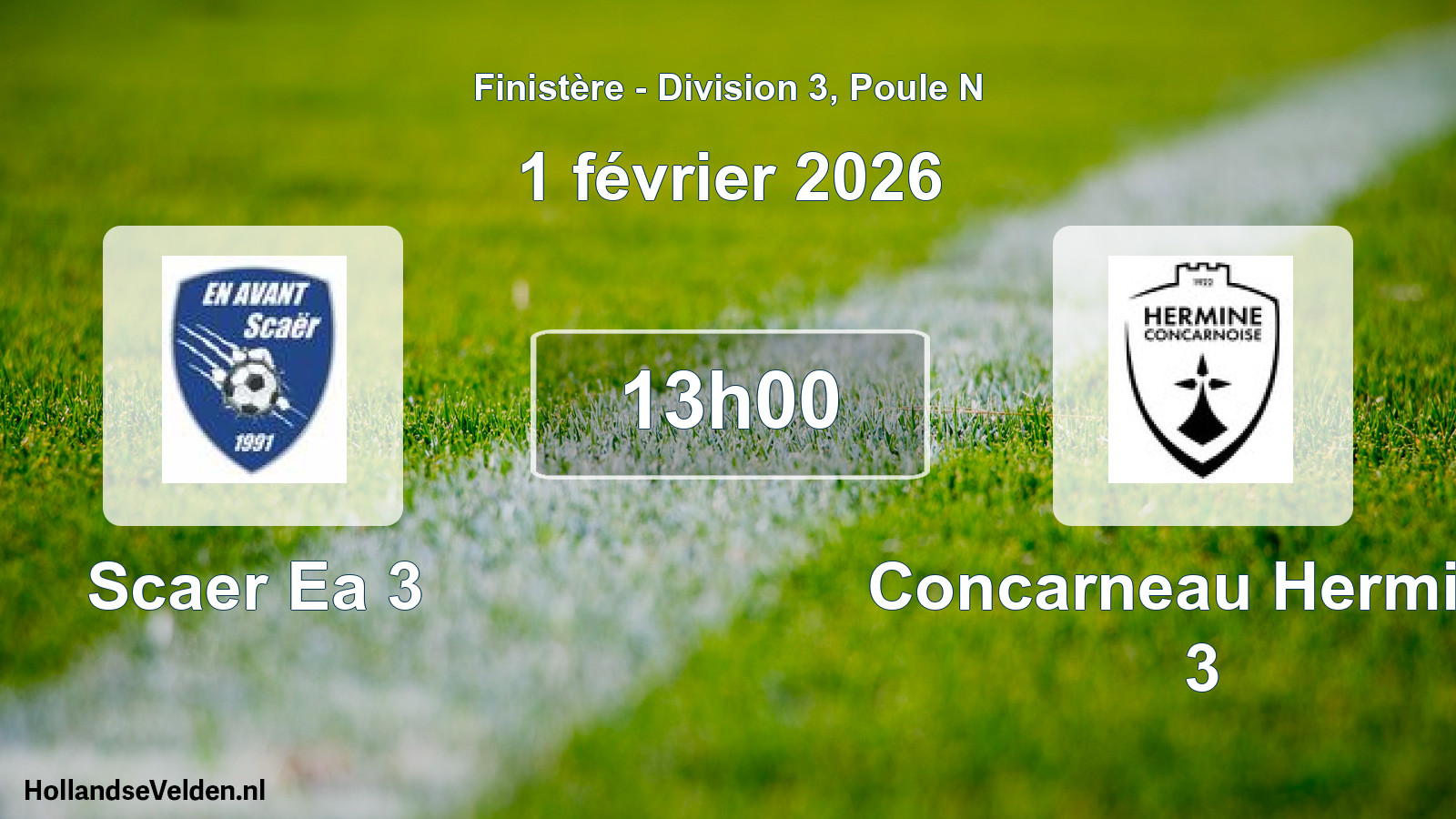 Geplande wedstrijd: Scaer Ea 3 - Concarneau Hermine 3 (1 février 2026)