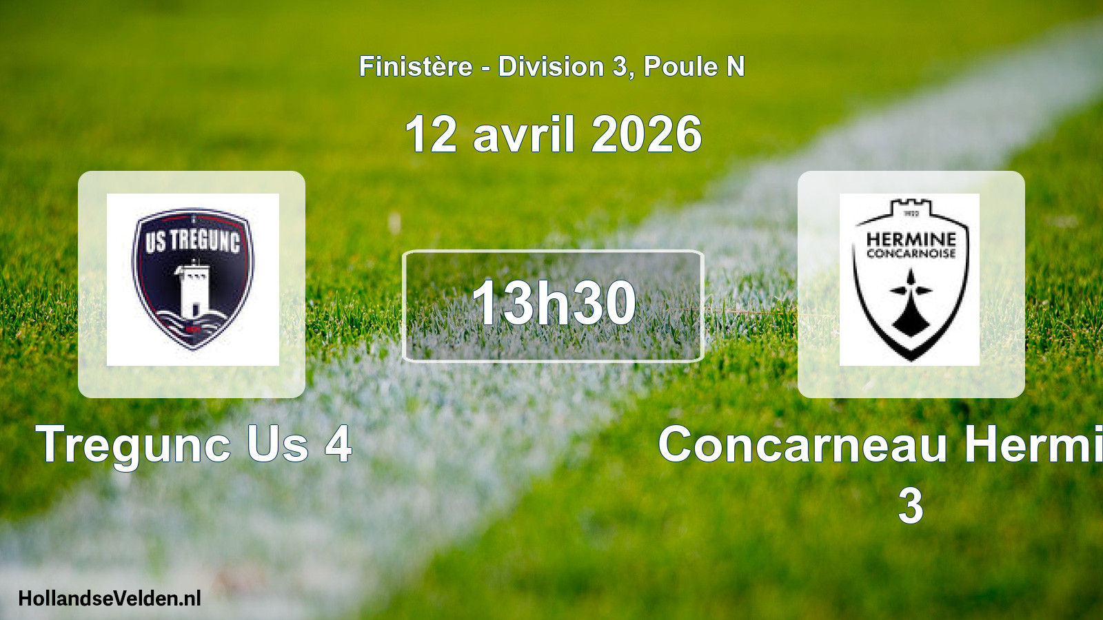 Geplande wedstrijd: Tregunc Us 4 - Concarneau Hermine 3 (12 april 2026)